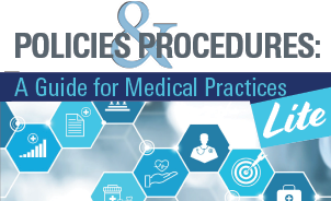 Policies & Procedures Manual modern cover art with blue and white shapes